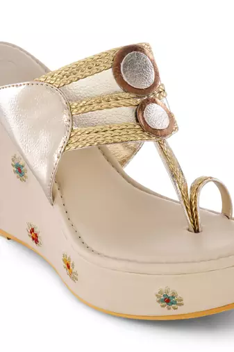 Birds Of Paradise Embellished Kolhapuri Wedges