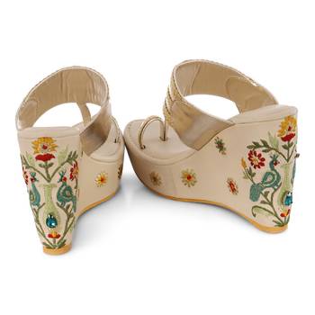 Birds Of Paradise Embellished Kolhapuri Wedges 4