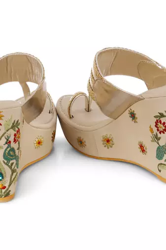 Birds Of Paradise Embellished Kolhapuri Wedges