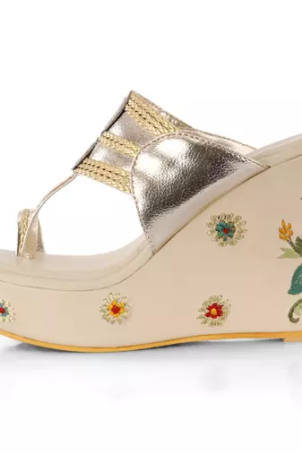 Birds Of Paradise Embellished Kolhapuri Wedges