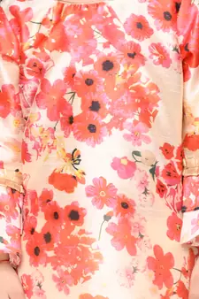Flowery Print Pink Kurta with White Sharara & Dupatta