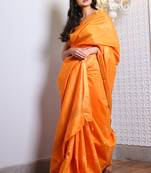 This is   Orange Blended Silk saree from Charukriti