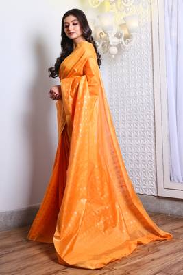 This is   Orange Blended Silk saree from Charukriti 2