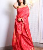 This is   Red Blended Silk saree from Charukriti