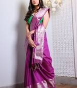 This is   Purple Blended Silk saree from Charukriti