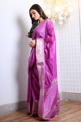 This is   Purple Blended Silk saree from Charukriti 2