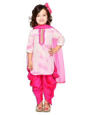 Tie & Dye Pink Georgette Kurta With Dhoti Set  1