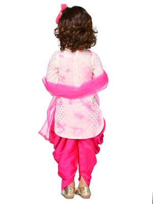 Tie & Dye Pink Georgette Kurta With Dhoti Set  2