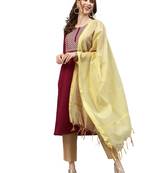 Maroon Embroidery Zurich Satin Kurta Set