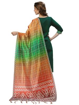 Bottle Green Digital Print Cotton Kurta Set 4