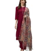 Maroon Dyed Chinnon Kurta Set