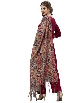 Maroon Dyed Chinnon Kurta Set 4