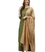 Green Foil Print Cotton Kurta Set