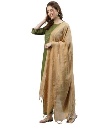 Green Foil Print Cotton Kurta Set 3