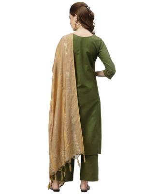 Green Foil Print Cotton Kurta Set 4