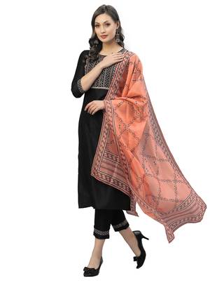 Black Embroidery Polyester blend Kurta Set 3