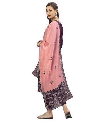 Purple Embroidery Polyester blend Kurta Set 4