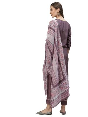 Wine(Light) Embroidery Polyester blend Kurta Set 4