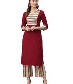 Maroon Solid Poly Rayon Kurta Set