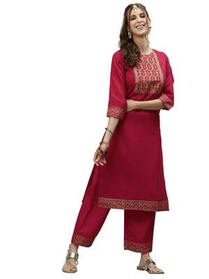 Cherry Pink Foil Print Silk Kurta Set 5