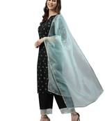 Black Foil Printed Poly Rayon Kurta Set