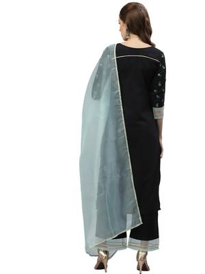 Black Foil Printed Poly Rayon Kurta Set 4