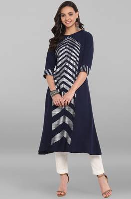 Janasya Blue printed crepe kurtas-and-kurtis 1