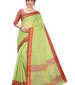 Olive Woven Cotton Silk Saree With Blouse
