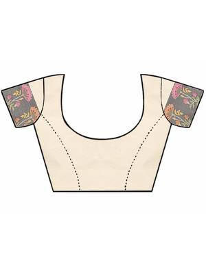 Beige Woven Cotton Silk Saree With Blouse 5