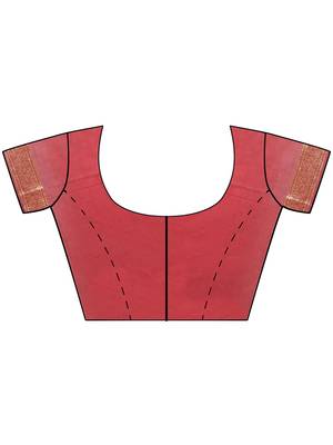 Maroon Woven Silk Blend Saree With Blouse 5