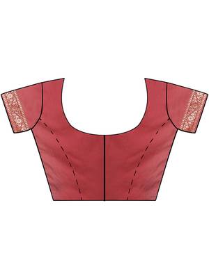 Maroon Woven Silk Blend Saree With Blouse 5