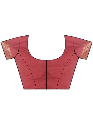 Maroon Woven Silk Blend Saree With Blouse 5