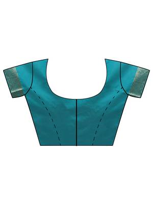 Turquoise Woven Silk Blend Saree With Blouse 5