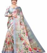 Grey woven cotton saree with blouse