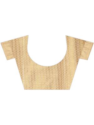 Beige Woven Cotton Silk Saree With Blouse 4