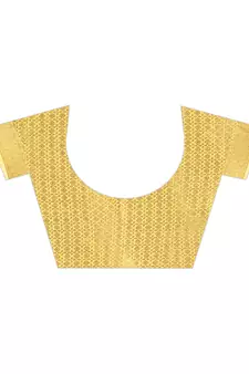 Yellow Woven Cotton Silk Saree With Blouse