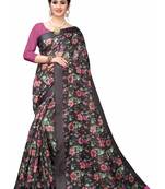 Black Woven Cotton Saree With Blouse