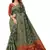 Green woven Banarasi Cotton  silk saree with blouse
