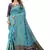 Teal woven Banarasi Cotton  silk saree with blouse