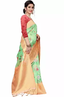 Multicolor Woven Cotton Silk Saree With Blouse