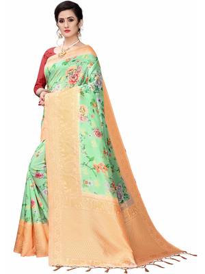 Multicolor Woven Cotton Silk Saree With Blouse 3