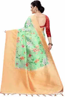 Multicolor Woven Cotton Silk Saree With Blouse