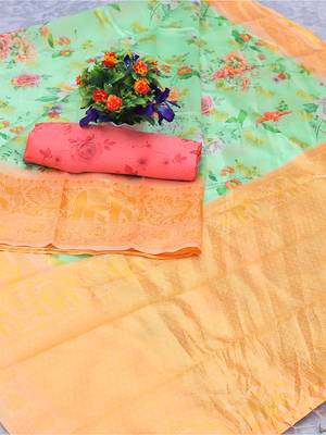 Multicolor Woven Cotton Silk Saree With Blouse 5