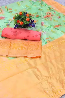 Multicolor Woven Cotton Silk Saree With Blouse