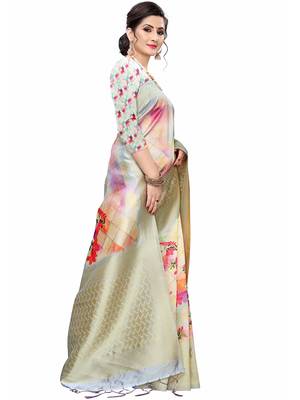 Multicolor Woven Cotton Silk Saree With Blouse 3