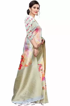 Multicolor Woven Cotton Silk Saree With Blouse