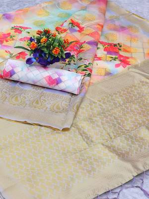 Multicolor Woven Cotton Silk Saree With Blouse 5