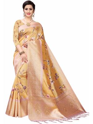 Multicolor Woven Cotton Silk Saree With Blouse 1