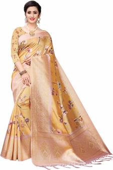 Multicolor Woven Cotton Silk Saree With Blouse