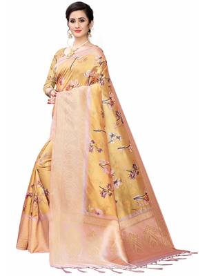 Multicolor Woven Cotton Silk Saree With Blouse 2